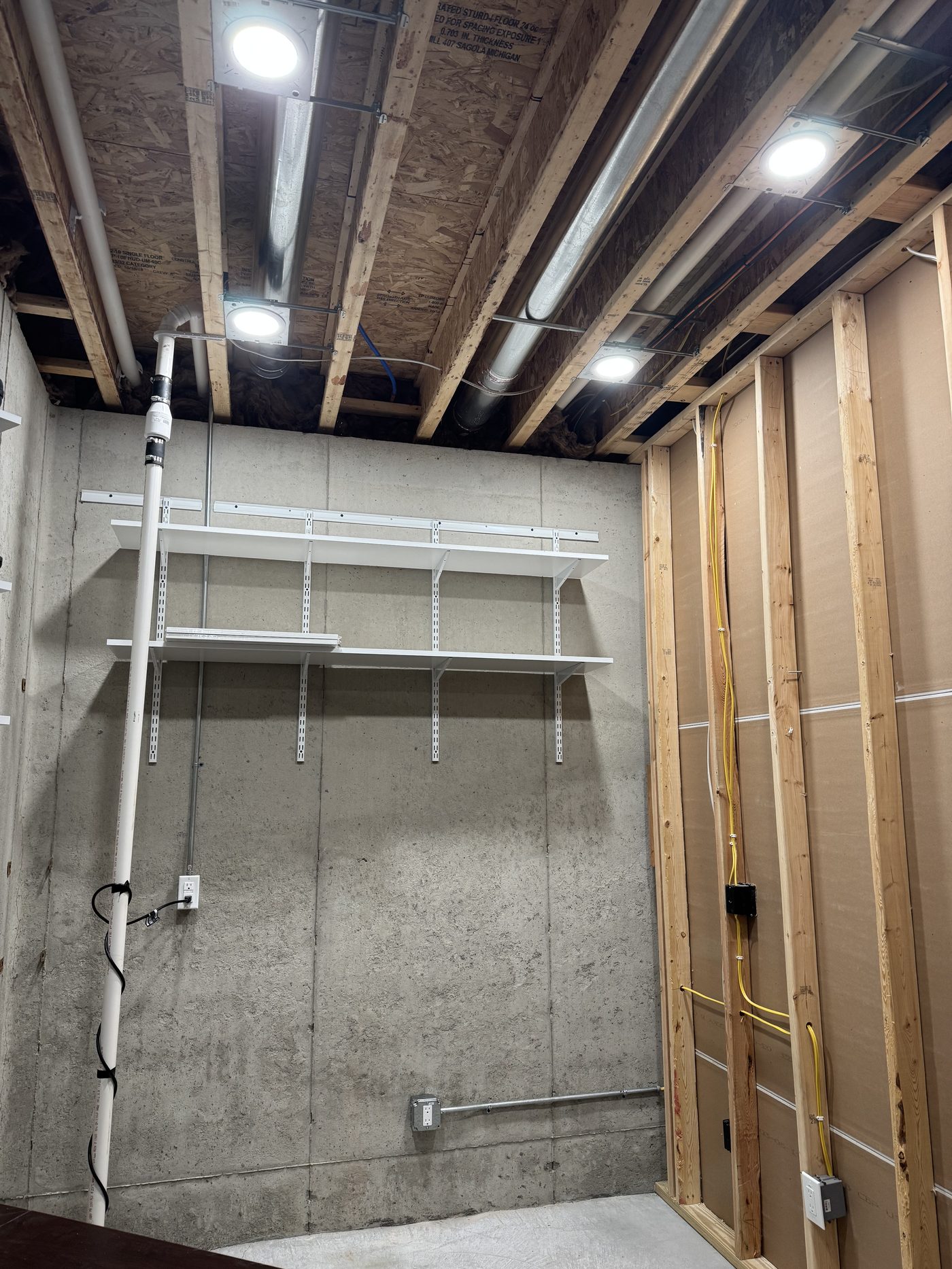 Basement remodel electrical rough-in
